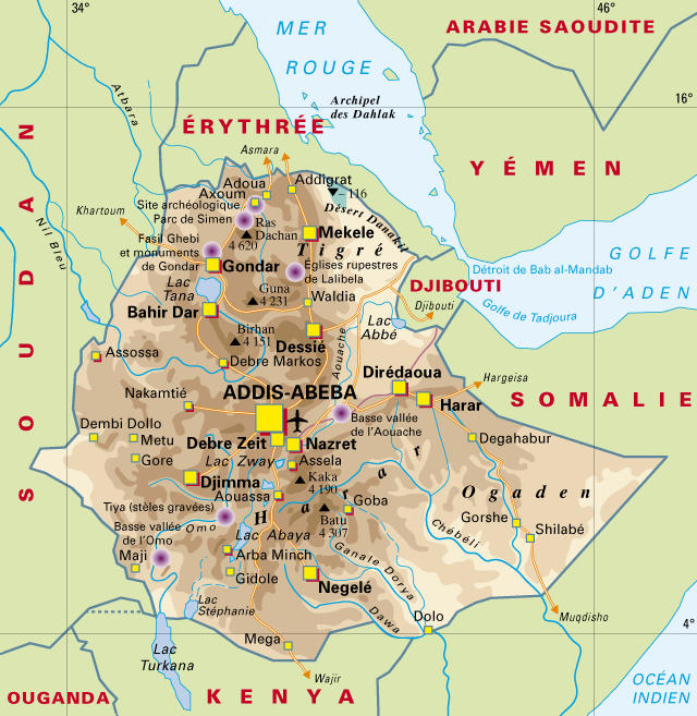 carte ethiopie du nord - Image